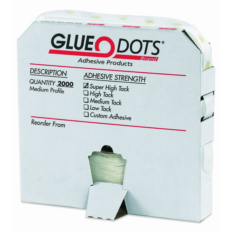 Glue Dot GD115 Medium Profile Super High Tack Glue Dot, 1/2" Diameter x 1/32" Thick (Case of 2000)