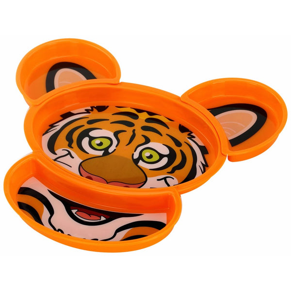 KidsFunwares Build-A-Meal Plate (Tiger) - Promotes Healthy Eating Habits - Teaches Portion Control - Encourages Creativity and Imagination at the Dinner Table - Great Gift for Kids - Dishwasher Safe