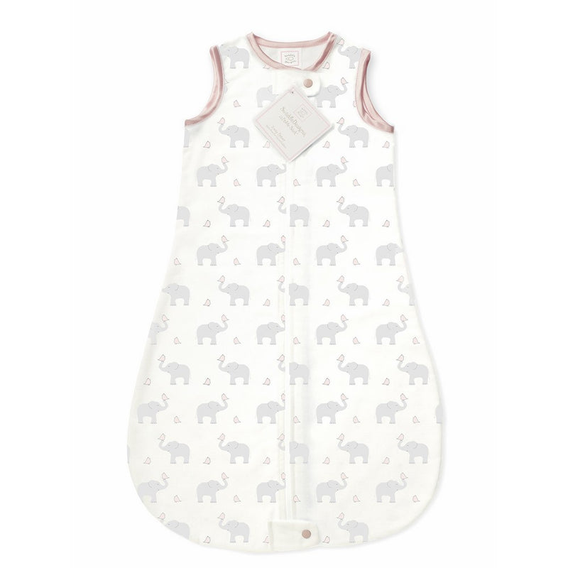 SwaddleDesigns Cotton Sleeping Sack with 2-way Zipper, Made in the USA, Premium Cotton Flannel, Elephant and Pastel Pink Chickies, 0-6MO