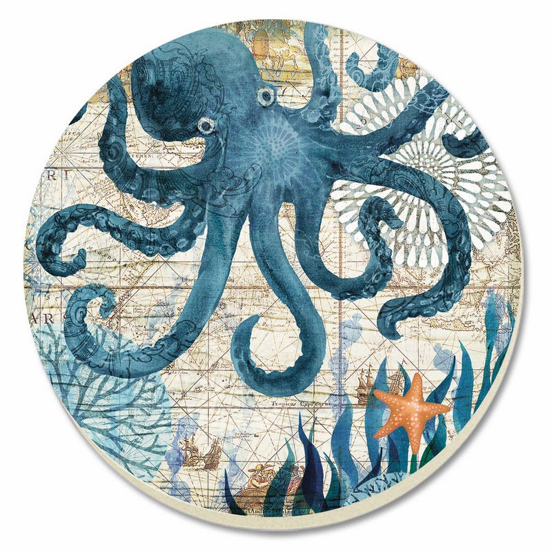 CounterArt Monterey Bay Octopus Absorbent Coasters, Set of 4