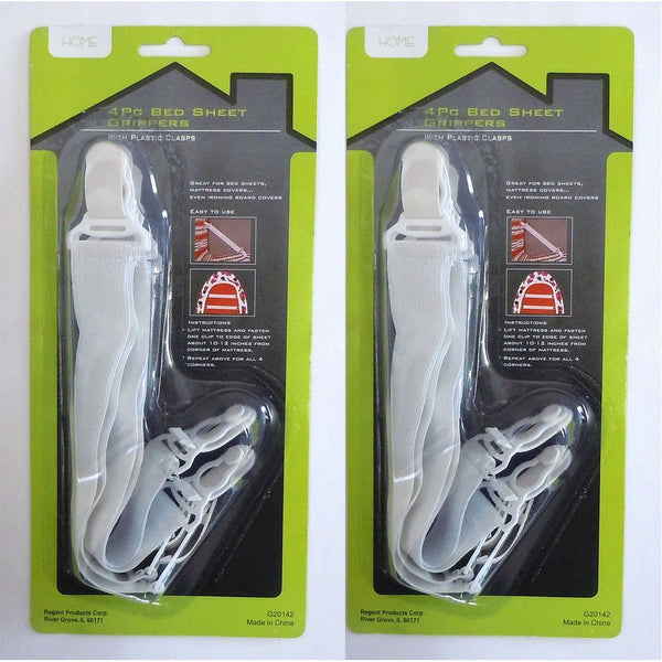 Adjustable Bed Sheet Grippers (2 Packs of 4)