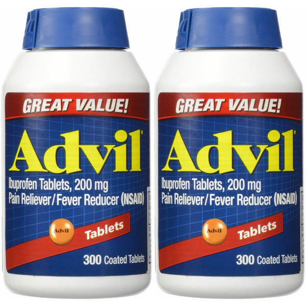 Advil Tablets ( Ibuprofen ), 200 mg, 300 Coated Tablets, Pack of 2