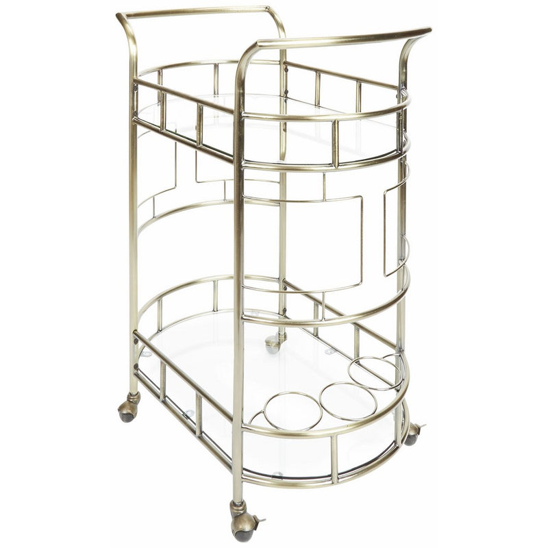 Silverwood FS1133A-COM Sinclair 2-Tier Serving Cart 2, 17" L x 26.5" W x 34.5" H, Antique Gold