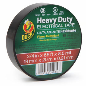 Duck Brand 393120 Heavy Duty Electrical Tape, 0.75-Inch x 66-Feet, Single Wrapped Roll, Black