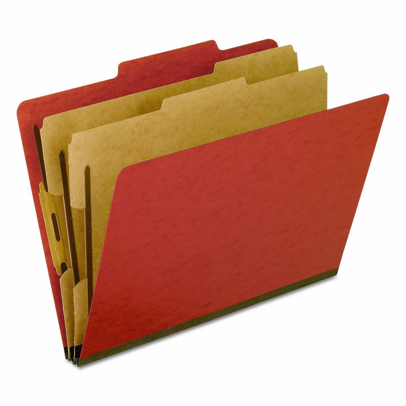 Pendaflex Classification Folders, 2/5 Cut, 2 Dividers, Letter Size, Brick Red, 10 Per Box (1257R)