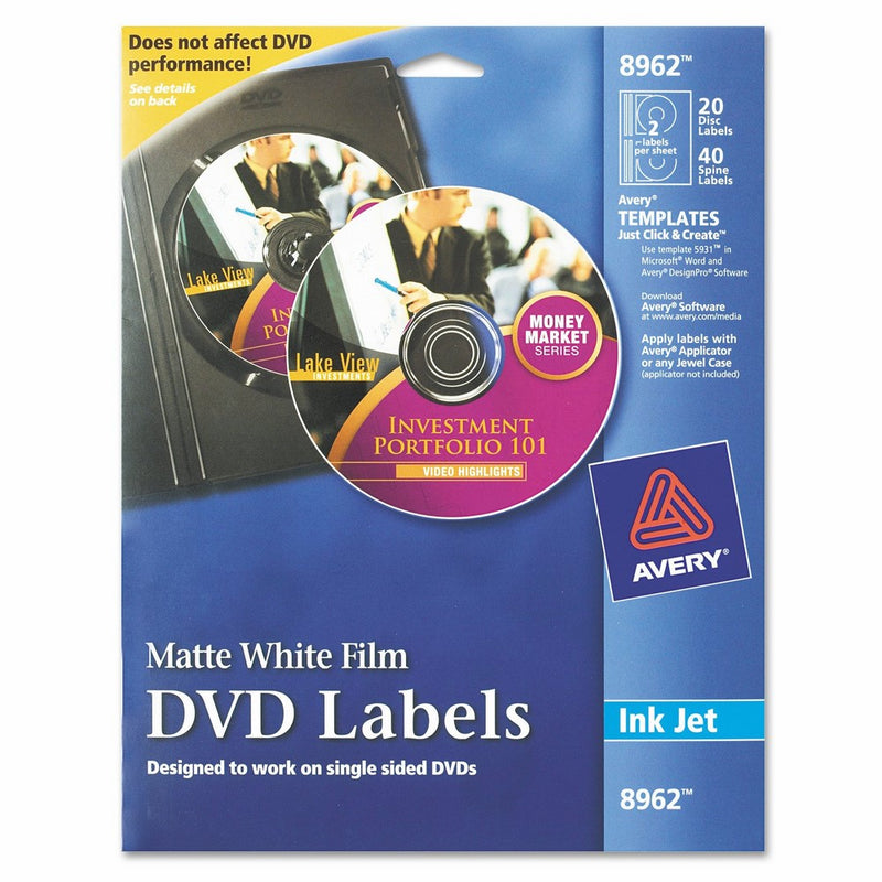 Avery DVD Labels Matte White for Ink Jet Printers (8962)