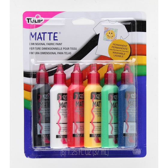 Tulip 15553 Dimensional Matte Fabric Paint, 6-Pack