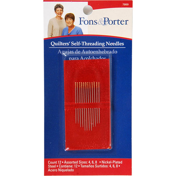 Fons & Porter Self Threading Needles, Size 4, 6, 8, 12-Count