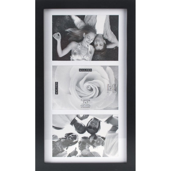 Malden International Designs Matted Linear Classic Wood Picture Frame, Black ( 5x7-Inches  - 3op )