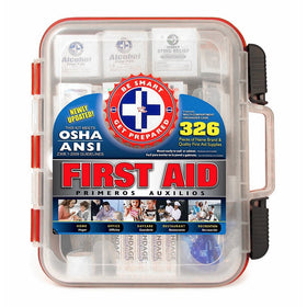 First Aid Kit Hard Red Case 326 Pieces Exceeds OSHA and ANSI Guidelines 100 People - Office, Home, Car, School, Emergency, Survival, Camping, Hunting, and Sports