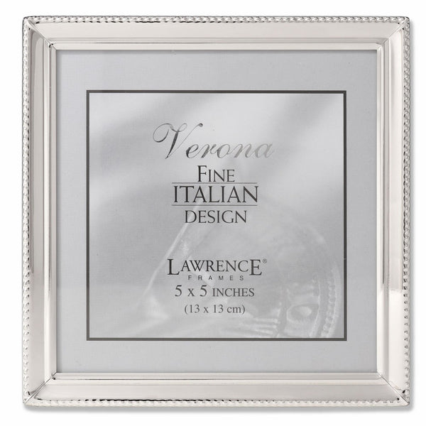 Lawrence Frames Polished Silver Plate 5x5 Picture Frame - Bead Border Design