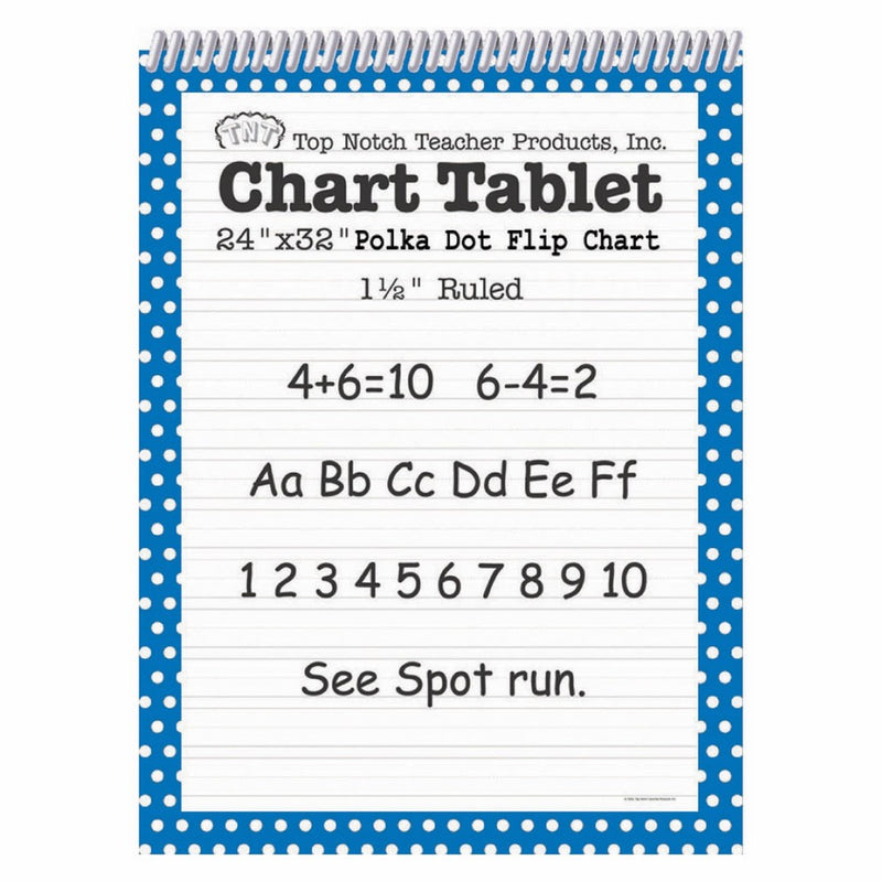 Top Notch Teacher Products Chart Tablet Polka Dot (1 1/2" Ruled), Blue, 24" x 32"