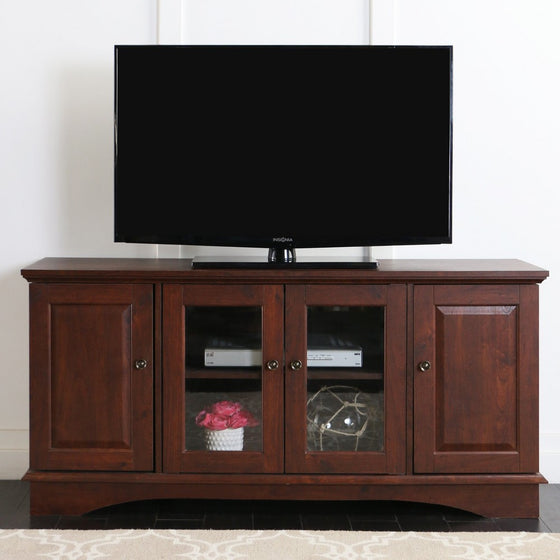 Walker Edison 52" Wood Storage TV Stand Console, Brown