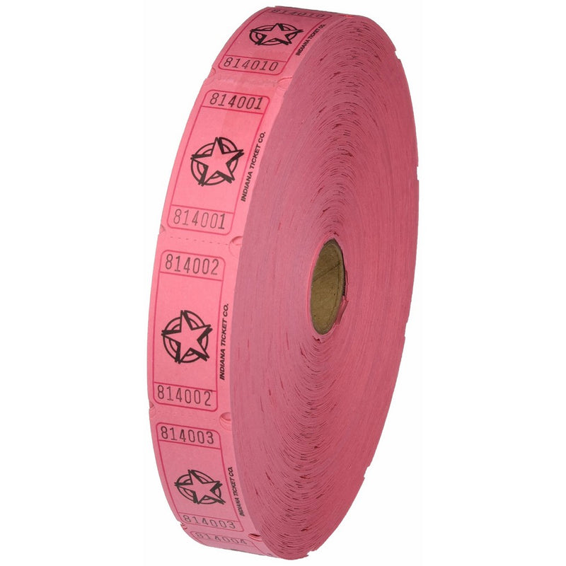 Pink Single Roll Raffle Tickets W/Star