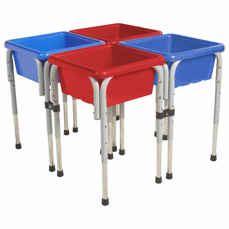 ECR4Kids Assorted Colors Sand and Water Adjustable Activity Play Table Center with Lids, Square (4-Station)