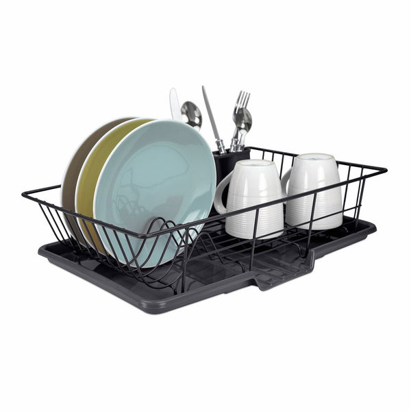 Home Basics DD30235 3 Piece Dish Drainer, Black