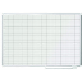 MasterVision Planning Board Porcelain Dry Erase Magnetic 1" x 2" Grid, 36" x 48", Whiteboard with Aluminum Frame