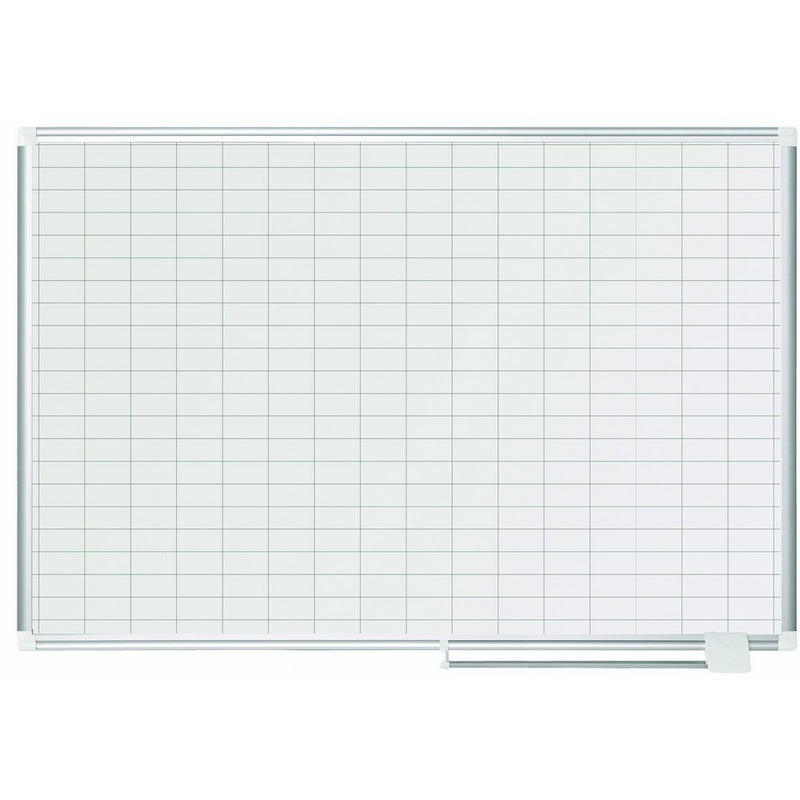 MasterVision Planning Board Porcelain Dry Erase Magnetic 1" x 2" Grid, 36" x 48", Whiteboard with Aluminum Frame
