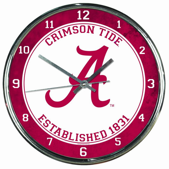 WinCraft NCAA Alabama Crimson Tide Chrome Clock, 12" x 12"