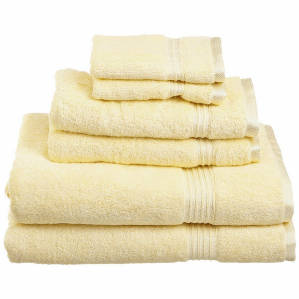 Superior Luxurious Soft Hotel & Spa Quality 6-Piece Towel Set, Made of 100% Premium Long-Staple Combed Cotton - 2 Washcloths, 2 Hand Towels, and 2 Bath Towels, Canary
