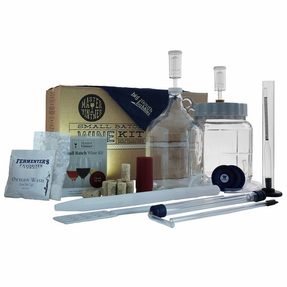 Merlot Kit - Master Vintner 1 Gallon Small Batch Wine Making Equipment Starter Kit With Little Big Mouth Bubbler Glass Fermentor