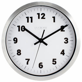 La Crosse Technology 404-2626 La Crosse Clock 10 in Silver Metal Analog Wall Clock with White Dial