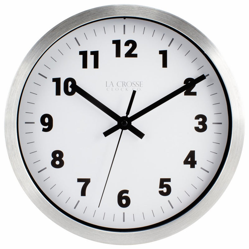 La Crosse Technology 404-2626 La Crosse Clock 10 in Silver Metal Analog Wall Clock with White Dial