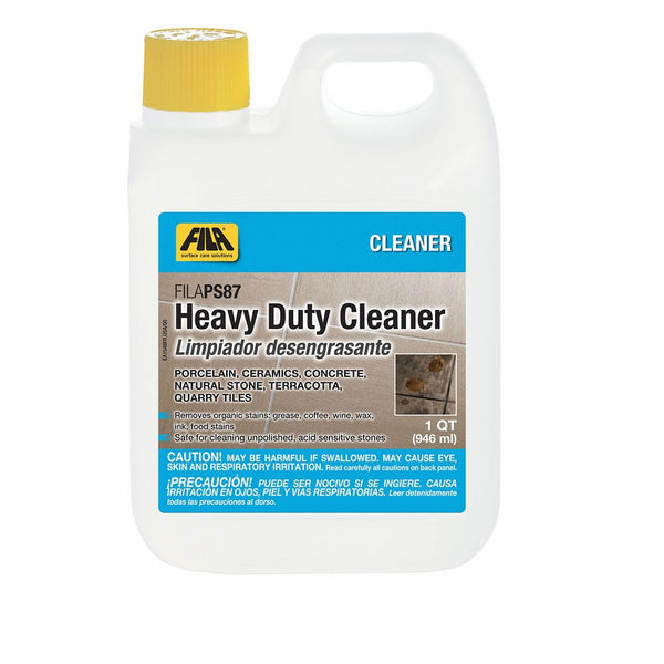 FILA Heavy Duty Cleaner PS87 1 QT, Stain Remover Grease, Coffee, Wine, Wax, Ink, Hard Surface Floor Cleaner, ideal for Natural Stone, Terracotta, Quarry Tile, Concrete, Porcelain And Ceramic Tile