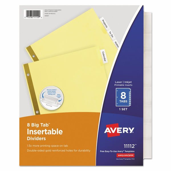 Avery 11112 Insertable Big Tab Dividers, 8-Tab, Letter