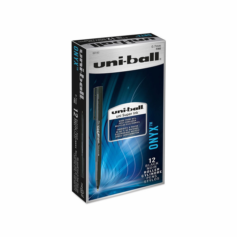 uni-ball ONYX Rollerball Pen, Fine Point (0.7mm), Black, 12 Count