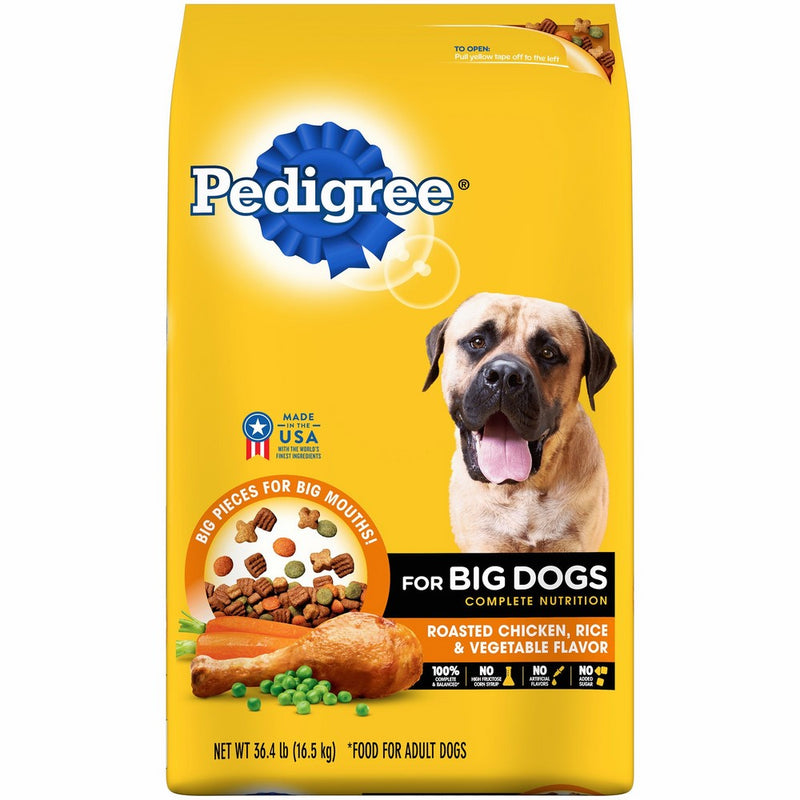 PEDIGREE Big Dogs Adult Complete Nutrition Roasted Chicken Rice & Vegetable Dry Dog Food; 100% Complete and Balanced, for wellness and whole body health