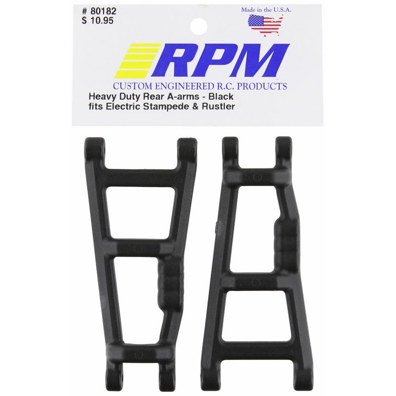 RPM 80182 Rear A-Arms Black E-Monster Jam, Rustler, Stampede Black