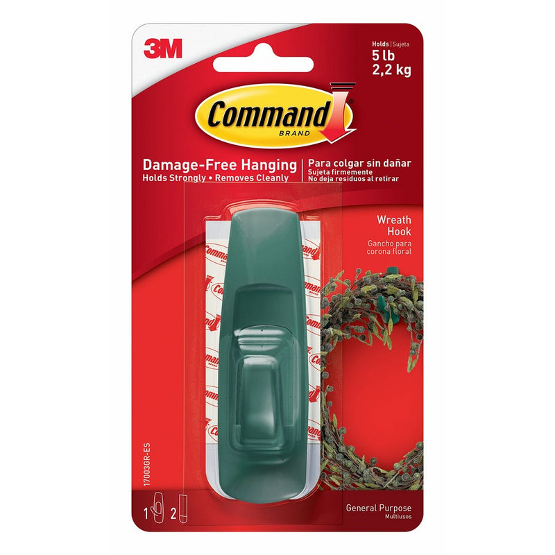 Command Large Utility Hook, Green, 1-Hook, 2-Strips (17003GR-ES)