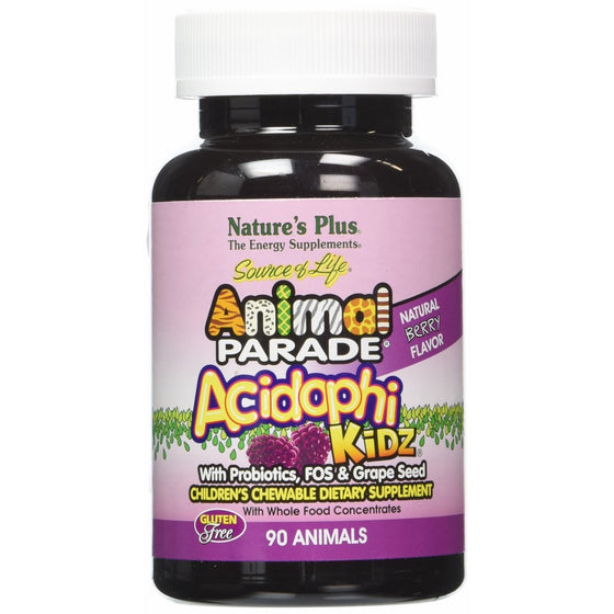 Nature's Plus - Animal Parade Acidophikidz, 90 chewable tabletsBerry Flavor, Gluten Free