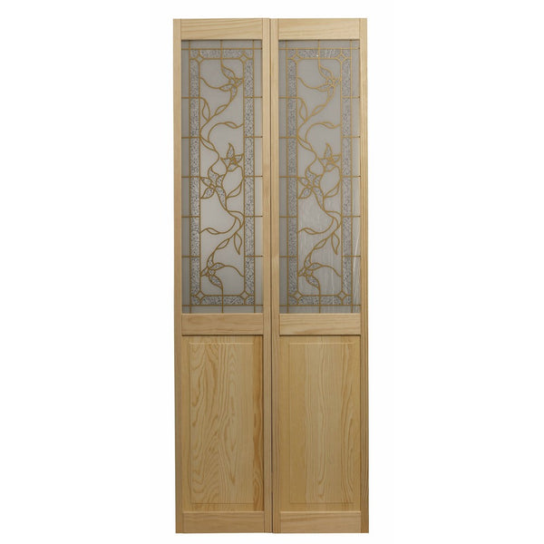 Pinecroft 861720 Giverny Half Glass Bifold Interior Wood Door, 24" x 80", Unfinished