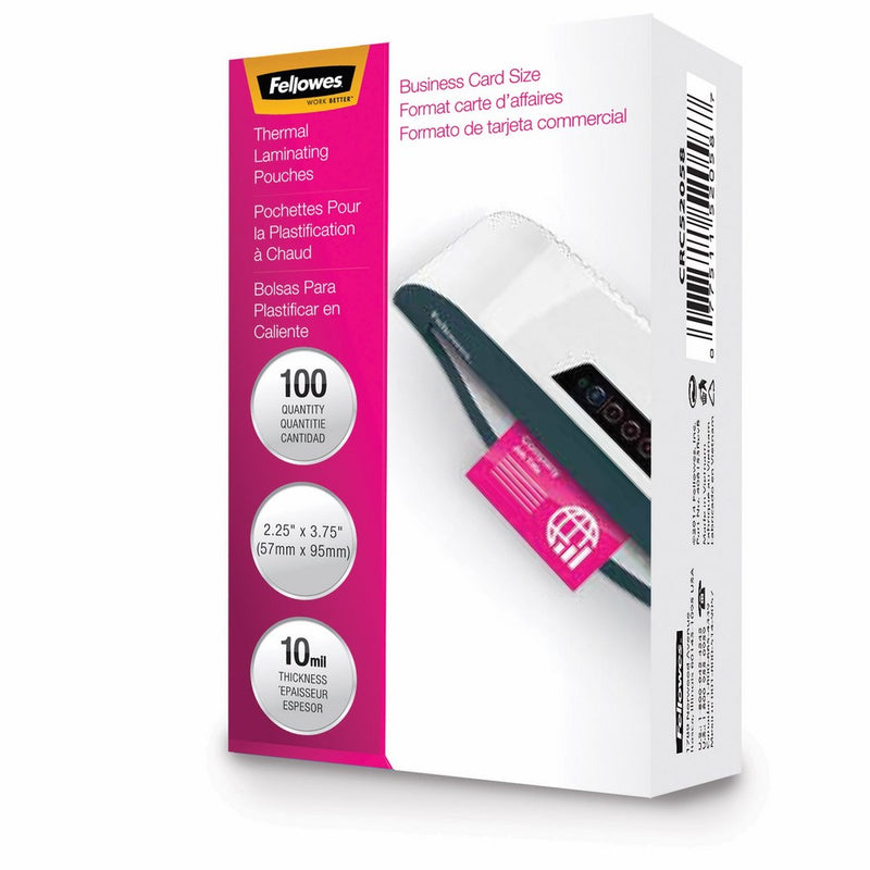 Fellowes Laminating Pouches, Thermal, Business Card Size, 10 Mil, 100 Pack (52058)