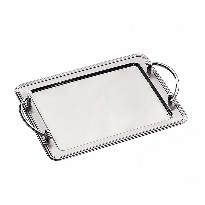 Elegance Silver 73029 Rectangular Stainless Steel Tray with Handles, 14" x 11"