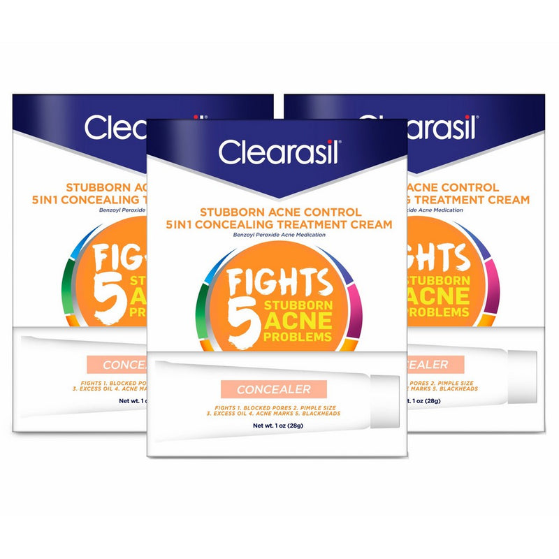 Clearasil Stubborn Acne Control 5in1 Concealing Treatment Cream, 1 oz. (Pack of 3)