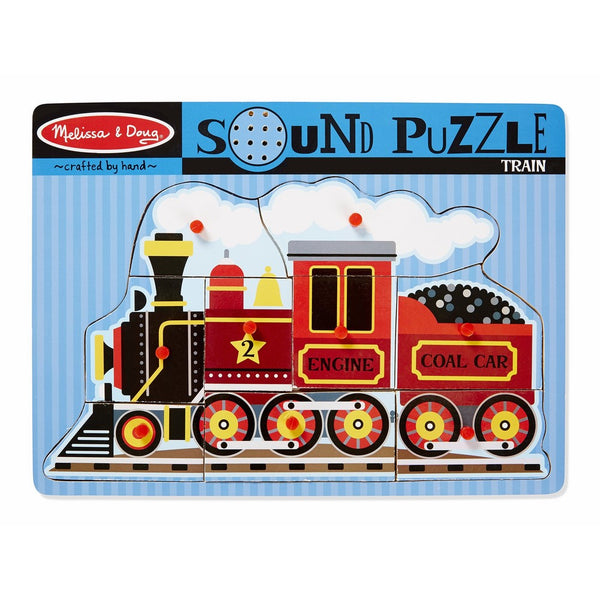 Melissa & Doug Train Sound Puzzle - Wooden Peg Puzzle With Sound Effects (9 pcs)