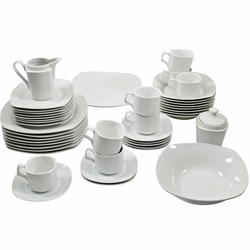 10 Strawberry Street 45-Piece Square Dinnerware Set, White