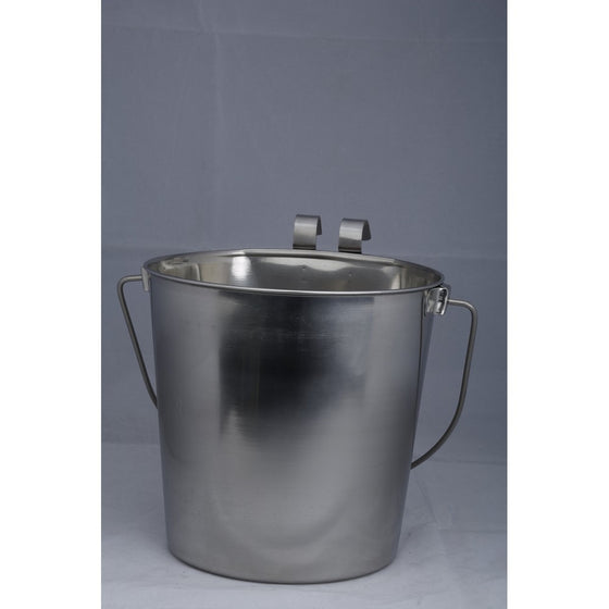 Indipets Heavy Duty Flat Sided Stainless Steel Pail, 6-Quart