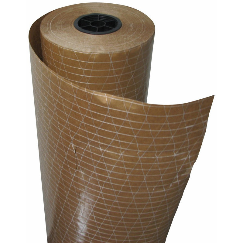 Plasticover Reinforced Kraft Floor Protection Paper, Plastic Coated and Fiberglass Threading, Brown, 36" Wide by 200' Long