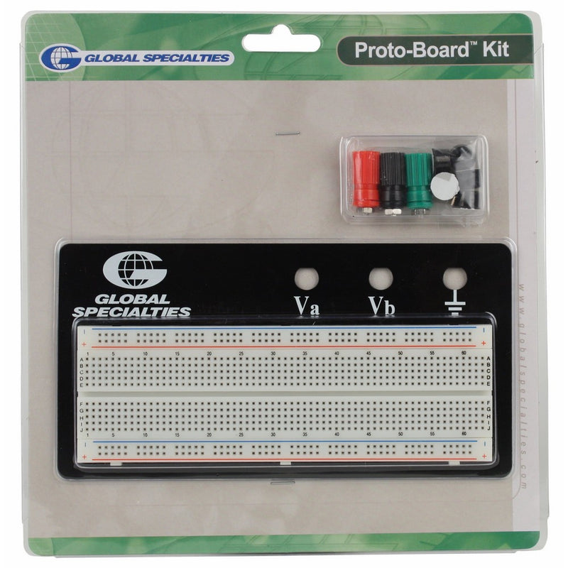 Global Specialties PB-83E Externally Powered Breadboard with Metal Back Plate, 830 Tie-point