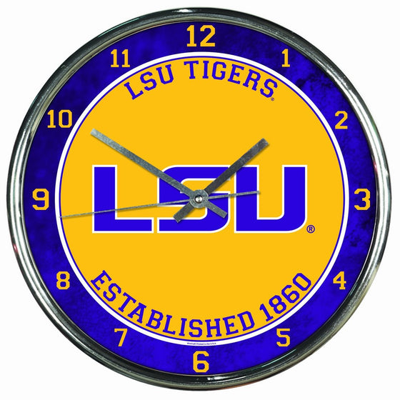 WinCraft NCAA LSU Tigers Chrome Clock, 12" x 12"