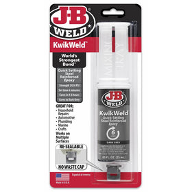 J-B Weld 50176 KwikWeld Steel Reinforced Epoxy Syringe - Dries Dark Grey - 25 ml