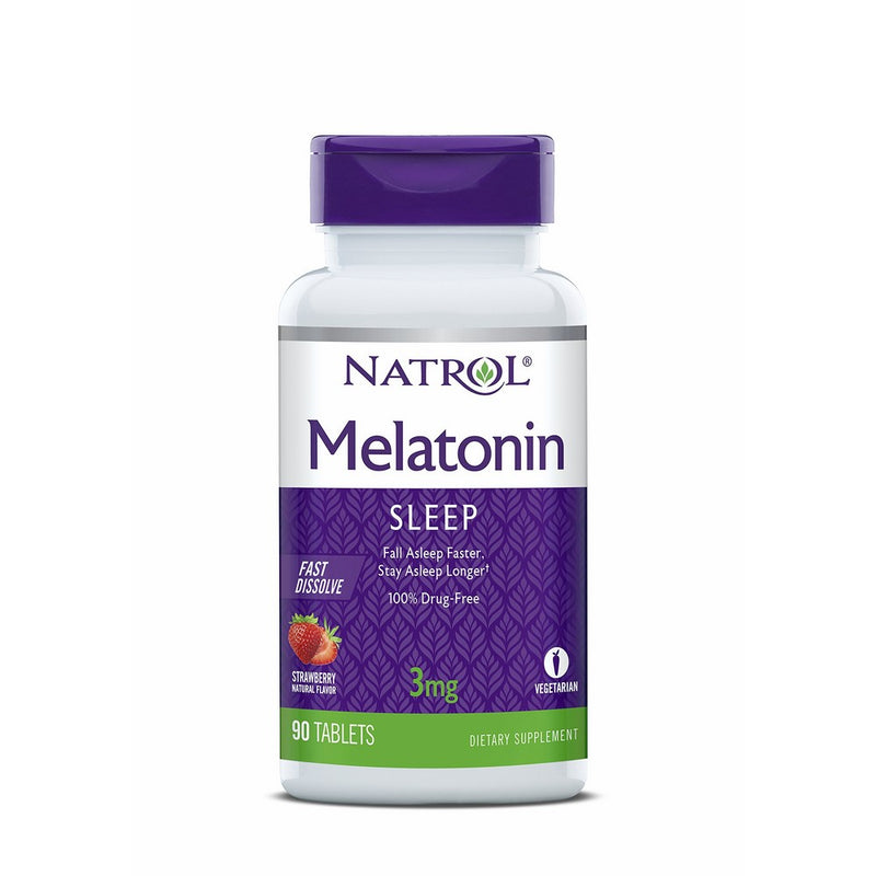 Natrol Melatonin Fast Dissolve Tablets, Strawberry flavor, 3mg, 90 Count