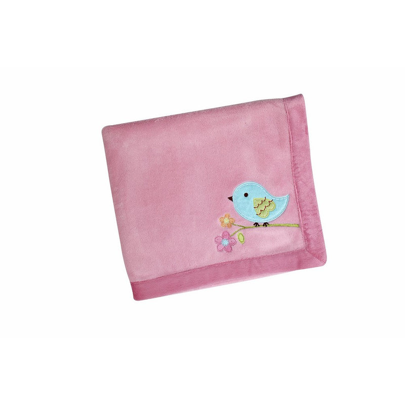 NoJo Love Birds Crib Bedding Set, Coral Fleece Blanket