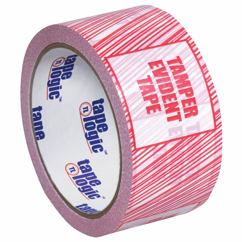 Tape Logic T902ST016PK Security Tape, Legend "Tamper Evident", 110 yds Length x 2" Width, 2.5 mil Thick, Red on White (Case of 6)