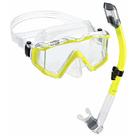Phantom Aquatics Panoramic Scuba Mask Snorkel Set, Yellow
