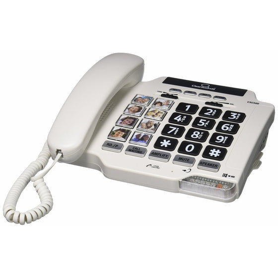 ClearSounds CSCSC500 Amplified Landline Telephone with Speakerphone and Photo Frame Buttons - White